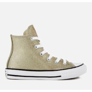 Converse Chuck Taylor All Star High Top Glitter Sneakers 562481C Light Gold SZ 5